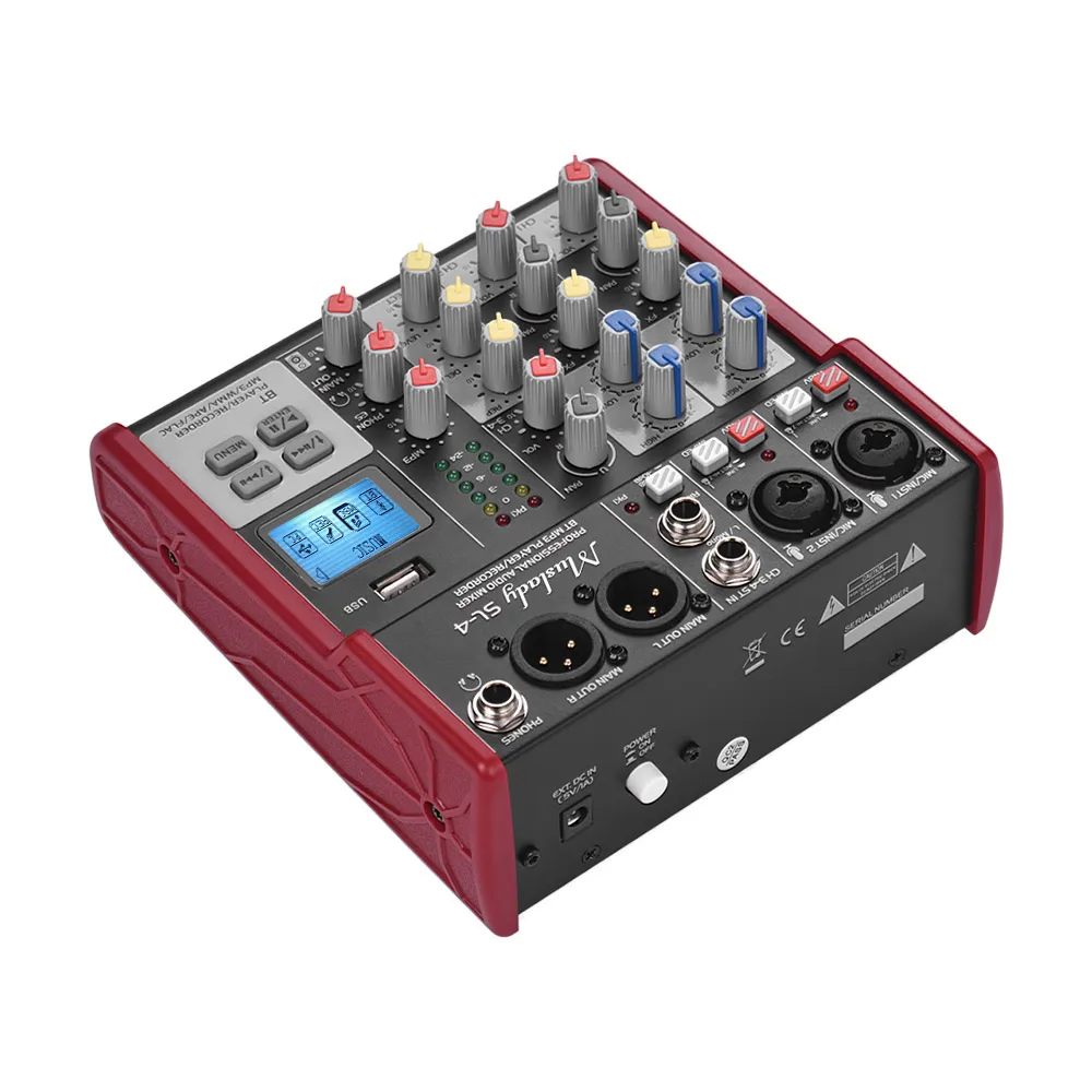 Muslady SL 4 канальный смешивания консольный микшер 2 полосным эквалайзером