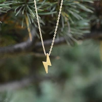 hot sale minimalist alloy metal lightning necklace pendant for women chain girl one direction female neckless