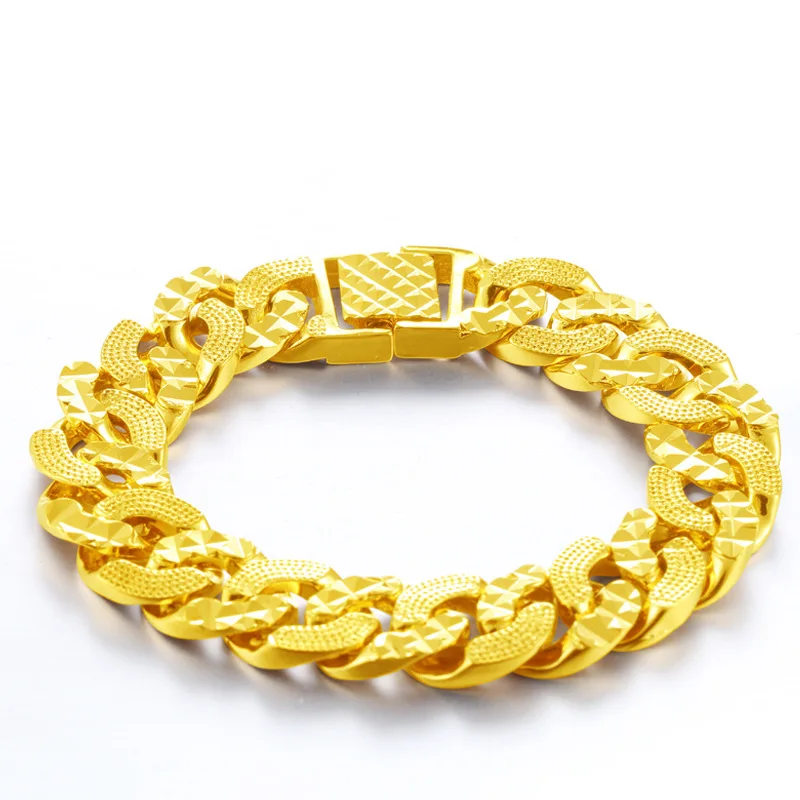 

2019 Hot Style Latest Big Gold Chain Bracelets designs No Fade Vietnam Alluvial Gold Bracelets Jewelry for Mens