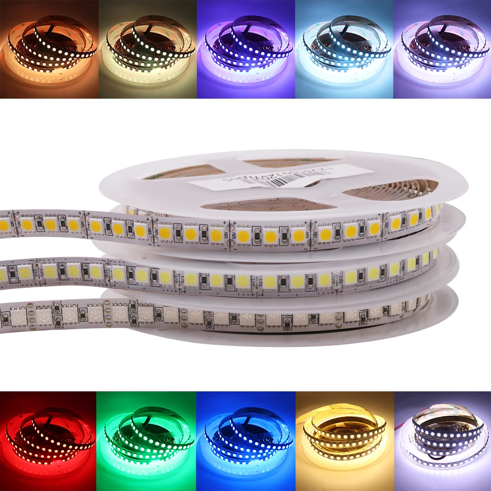 12 В 24 в 5050 RGB Светодиодная лента 120 светодисветодиодный s/m холодный белый теплый