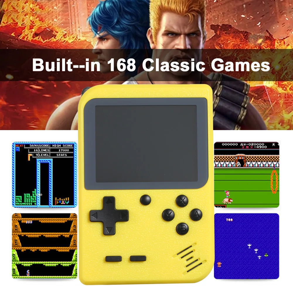 Mini Portable Game Console 2.8in LCD 8 bit Gamepad Classic Handheld Player Video Built-in 168 Retro Games | Электроника