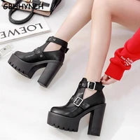 gbhhynlh womens boots spring shoes platform high heel boots ladies ankle boots punk rock motorcycle boots platform shoes lja560