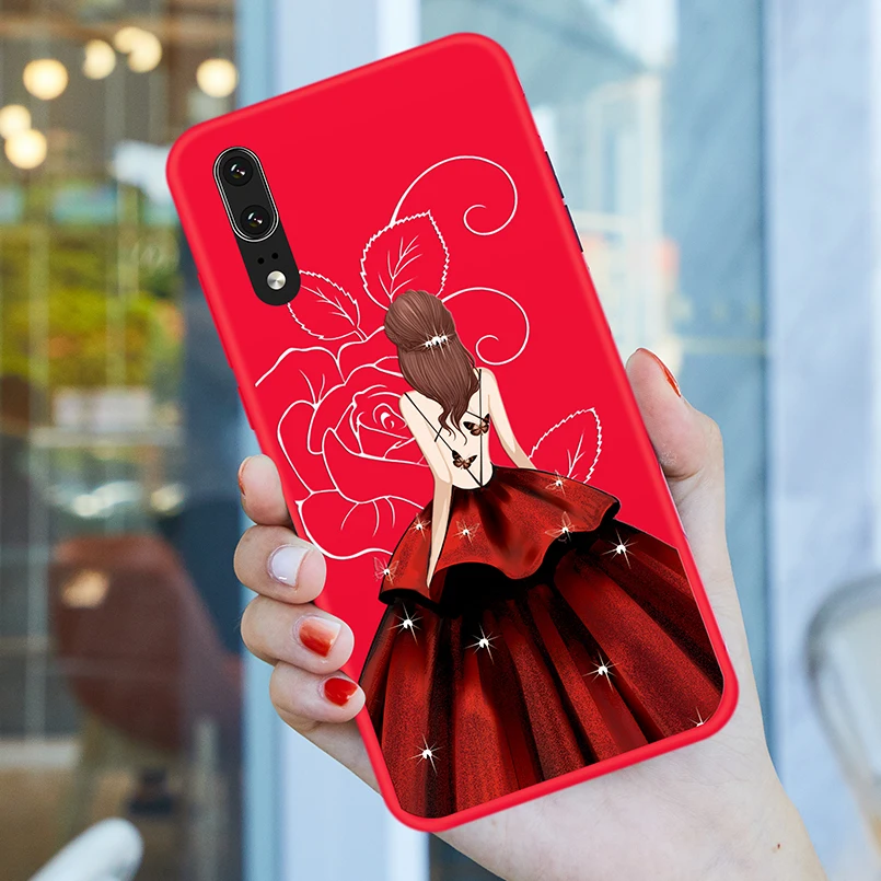 Роскошный чехол для huawei P20 Мягкий силиконовый телефона с платье девочек бампер P