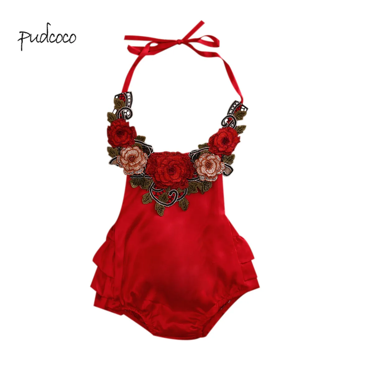 Новое Брендовое боди Pudcoco с открытой спиной для маленьких детей и девочек без
