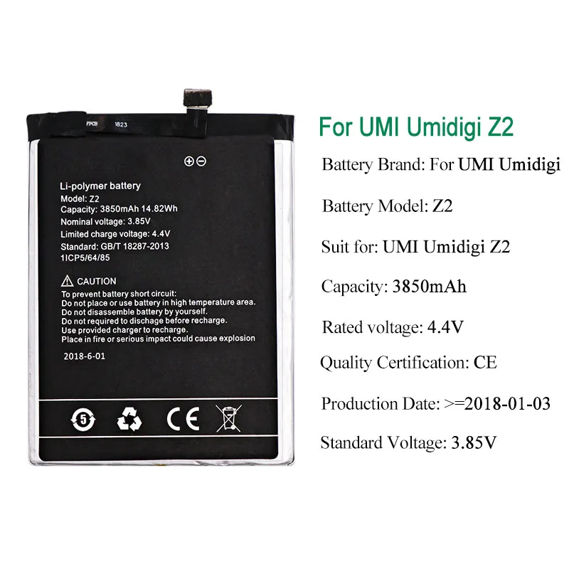 DyGod 3850 мАч для UMI Umidigi Z2 запасная батарея высокое качество Мобильный телефон с