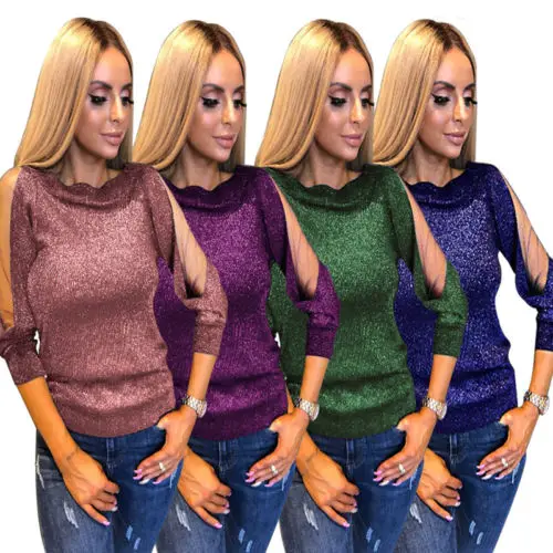 Basic T Shirt Women Long Sleeve For Female Tops Sequin 2018 Autumn Tee Mesh T-Shirt Cotton New Plus Size Tshirt | Женская одежда