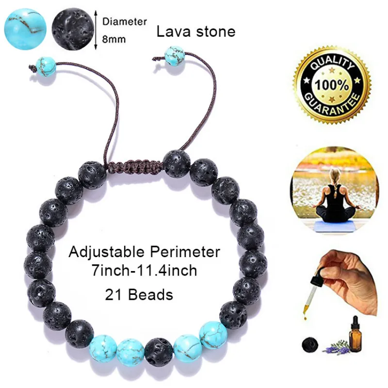 8mm Lava Volcanic Stone Tiger Eye Malachite Beads Bracelet Handmade Weave Strand Charm for Women Men | Украшения и аксессуары