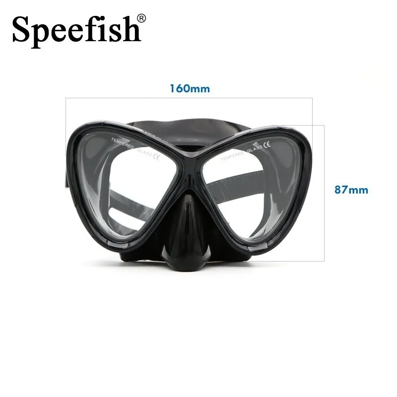 

Speefish Wide ViSion Diving Mask Scuba Underwater Anti Fog Swimming Glasses Black Silicone Snorkeling Set For Adults Goggles