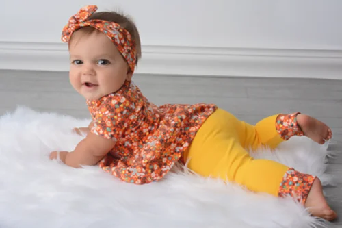 Новый комплект из 3 предметов для маленьких девочек: топ с цветочным принтом +