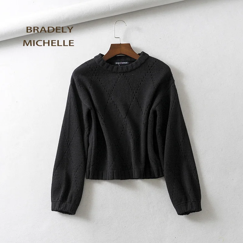 BRADELY MICHELLE Осень Зима теплые вязаные свитера для женщин 2018 круглый вырез длинный