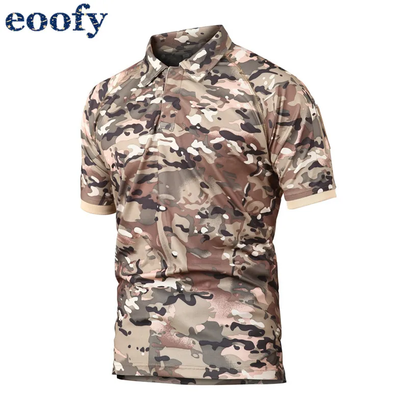 Men Summer Camo Quick Dry Tactical Polo Shirts Casual Breathable Uniform Military Short Sleeve|Поло| |