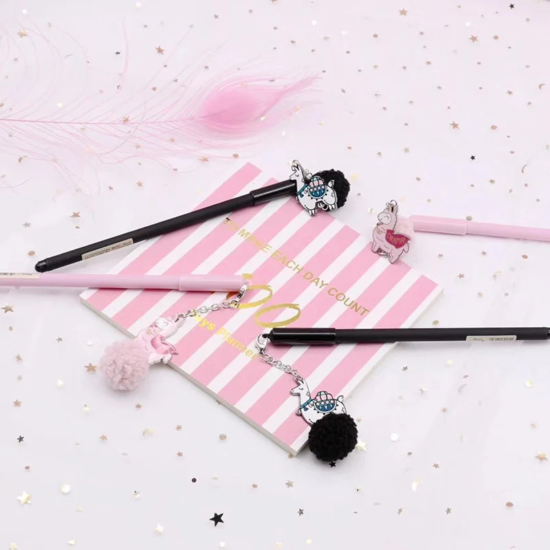 1 шт. Kawaii Плюшевые гелевые ручки милый Альпака подвеска Pens обычные для детей