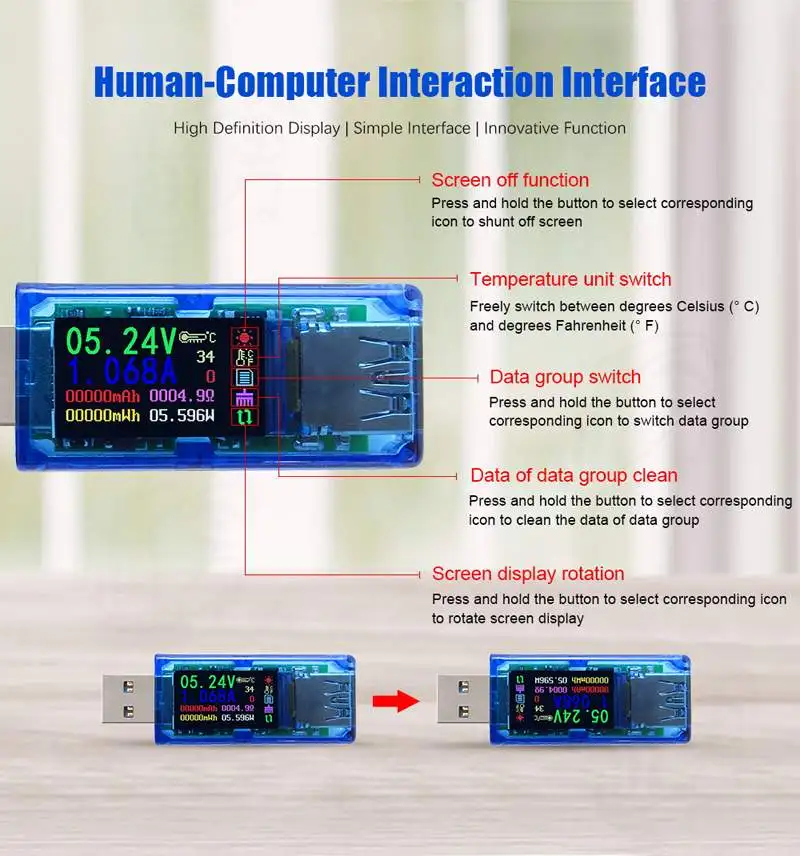 USB3.0 IPS HD цветной экран USB тестовый er Напряжение Ток мощность энергии