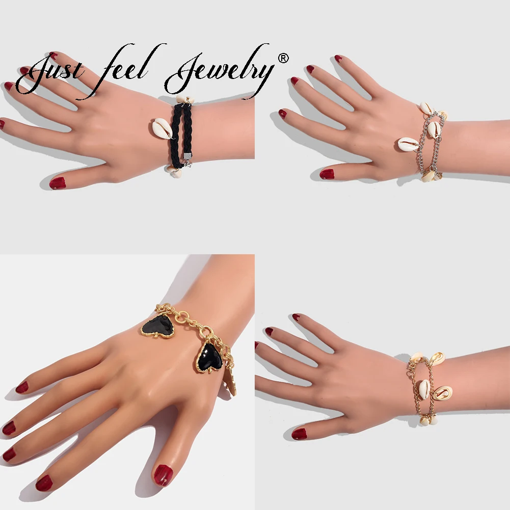 Женские винтажные браслеты из ракушек JUST FEEL разноцветные регулируемые