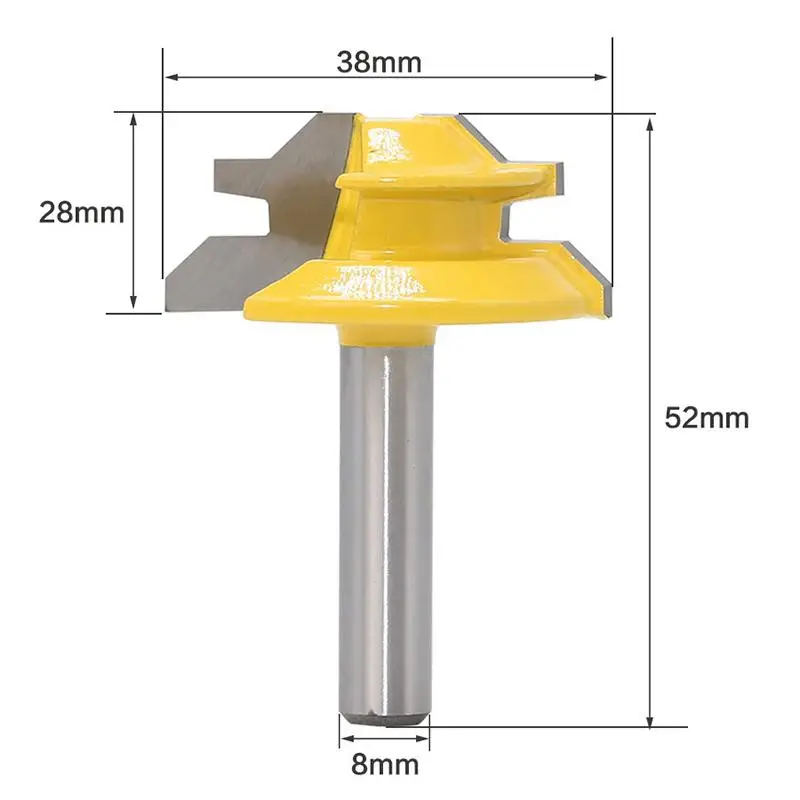 

Woodworker Lock Miter Router Bit 45 Degree Width 8*1-1/2 Woodworking Drill Bit 8mm Shank Tenon Cutter Woodwork Milling Cutters