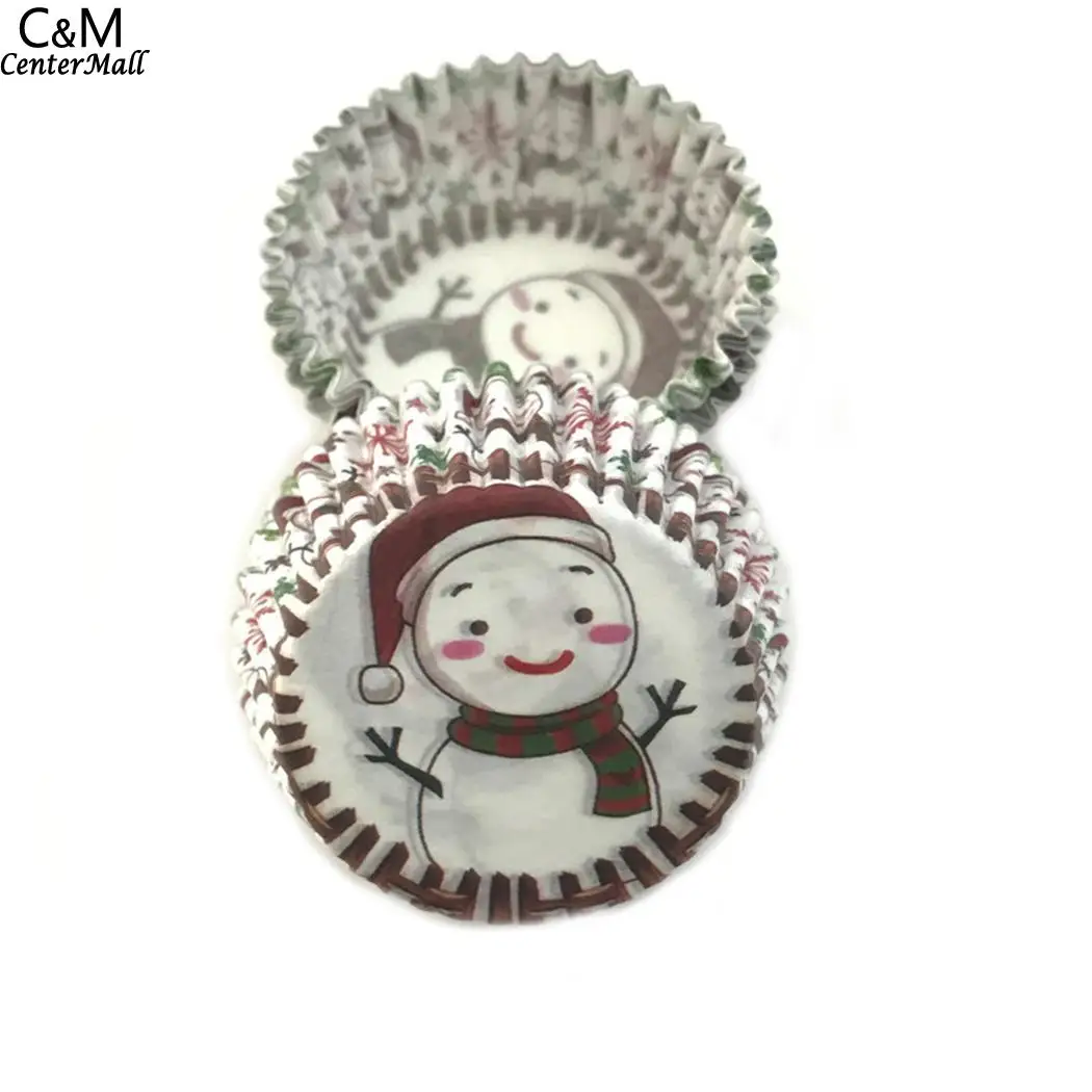 P Бумага письмо Снеговик колокольчик выпечки кружка пузатая торт бумажные формы
