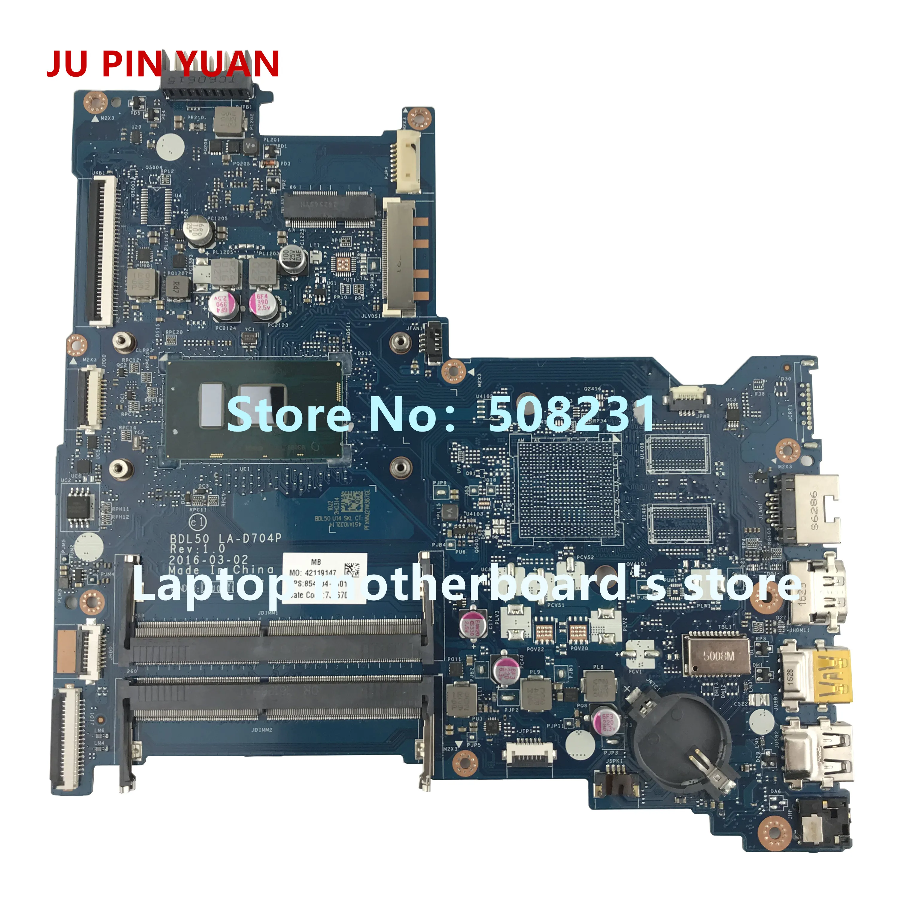 JU PIN YUAN 854934 601 001 стандартная материнская плата для ноутбука HP 15 AC AY с реальным
