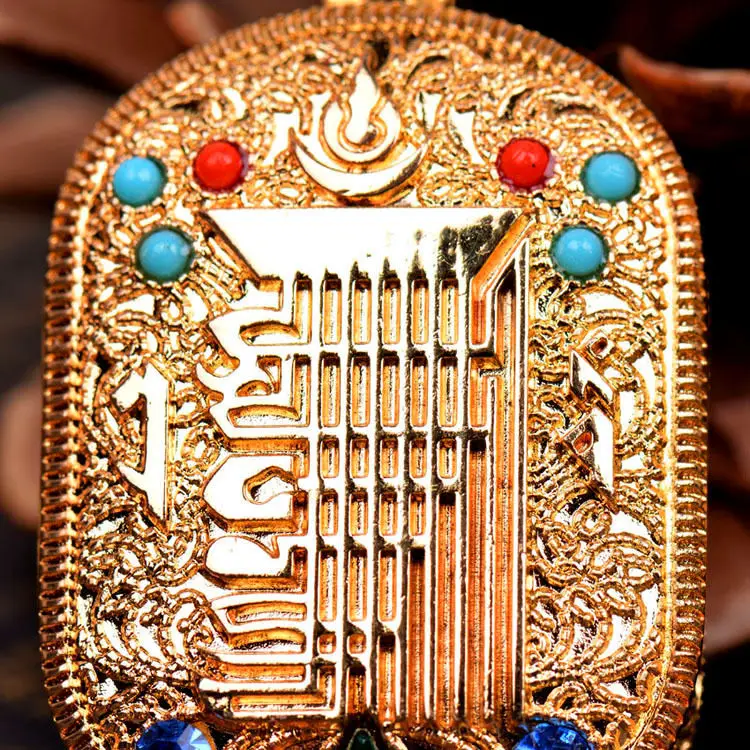 Тибетский тибетский буддийский Медный Подвесной амулет Vajra Gem Ghau | Дом и сад