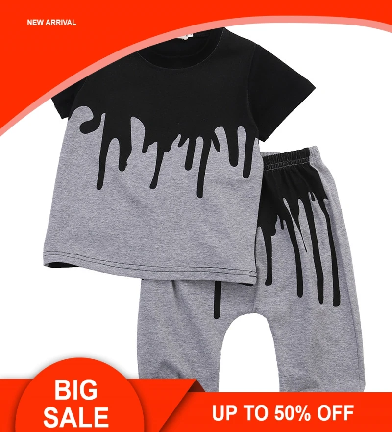 Newest 2020 Infant Baby Boys Short Sleeve Casual T shirt +Long Pants Cotton Active Clothes Sets | Детская одежда и обувь