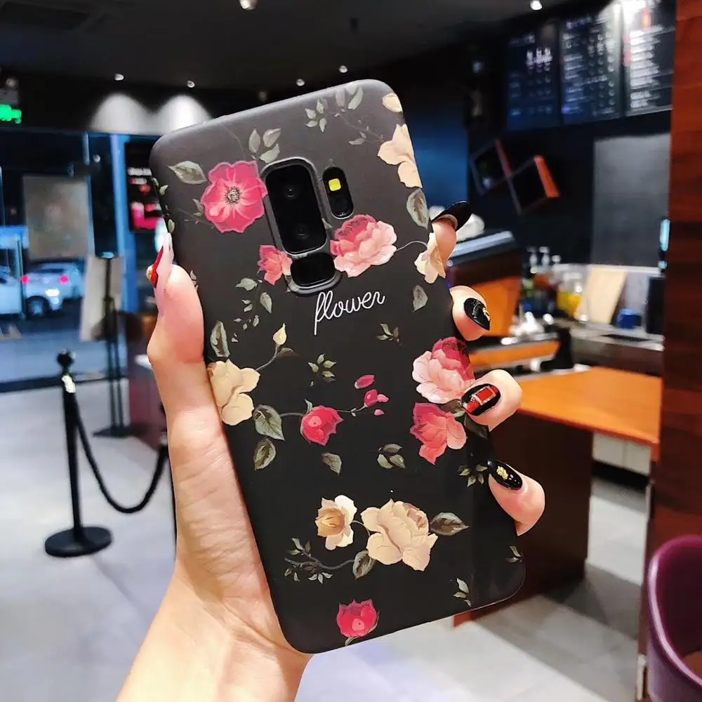 S9PLUS корейский жесткий чехол для телефона с цветочным рисунком уникальная