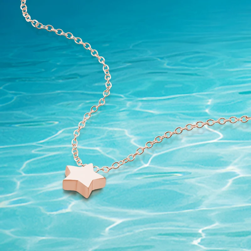 

Rose Gold Color 925 Sterling Silver Pentagram Pendants Necklace Women Charms Collar Fashion Fine Jewelry