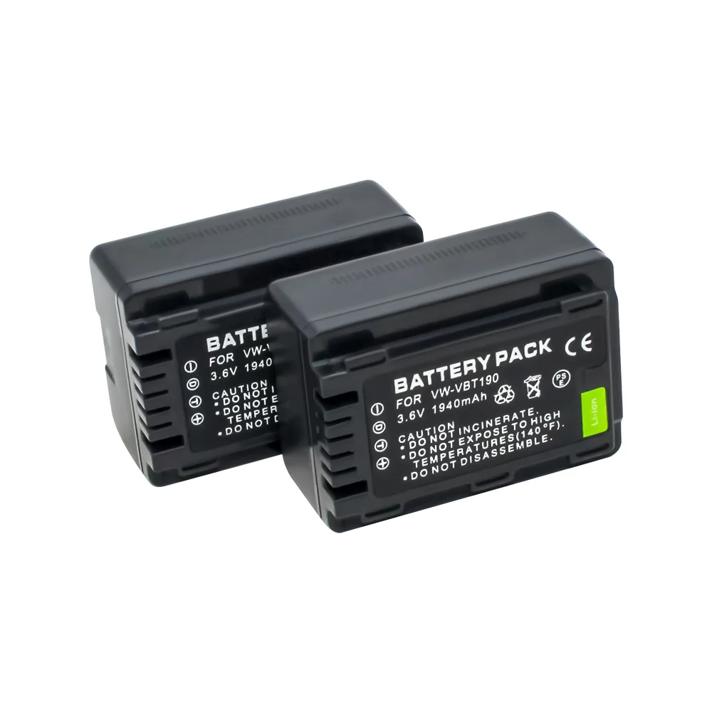 2 шт. VW VBT190 VBT380 видеокамера батарея зарядное устройство набор для Panasonic HC V110 V130 V160