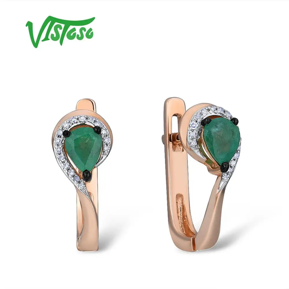 VISTOSO 14 K 585 серьги из розового золота для женщин Гламурные Элегантные классические