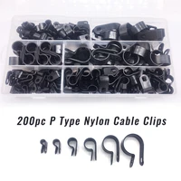 200pcs p type nylon cable clips car audio fastener clamp hose clamps cable cord clip car accessories