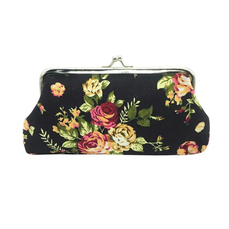 Тканевый Дамский кошелек для мелочи сумка длинные холщовые кошельки с розой