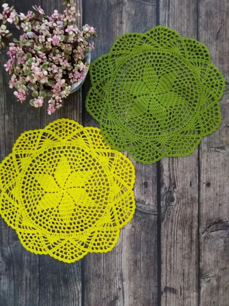 Круглые винтажные хлопковые кружевные вязаные коврики 30 см Coaster Crafts Cup Coffee