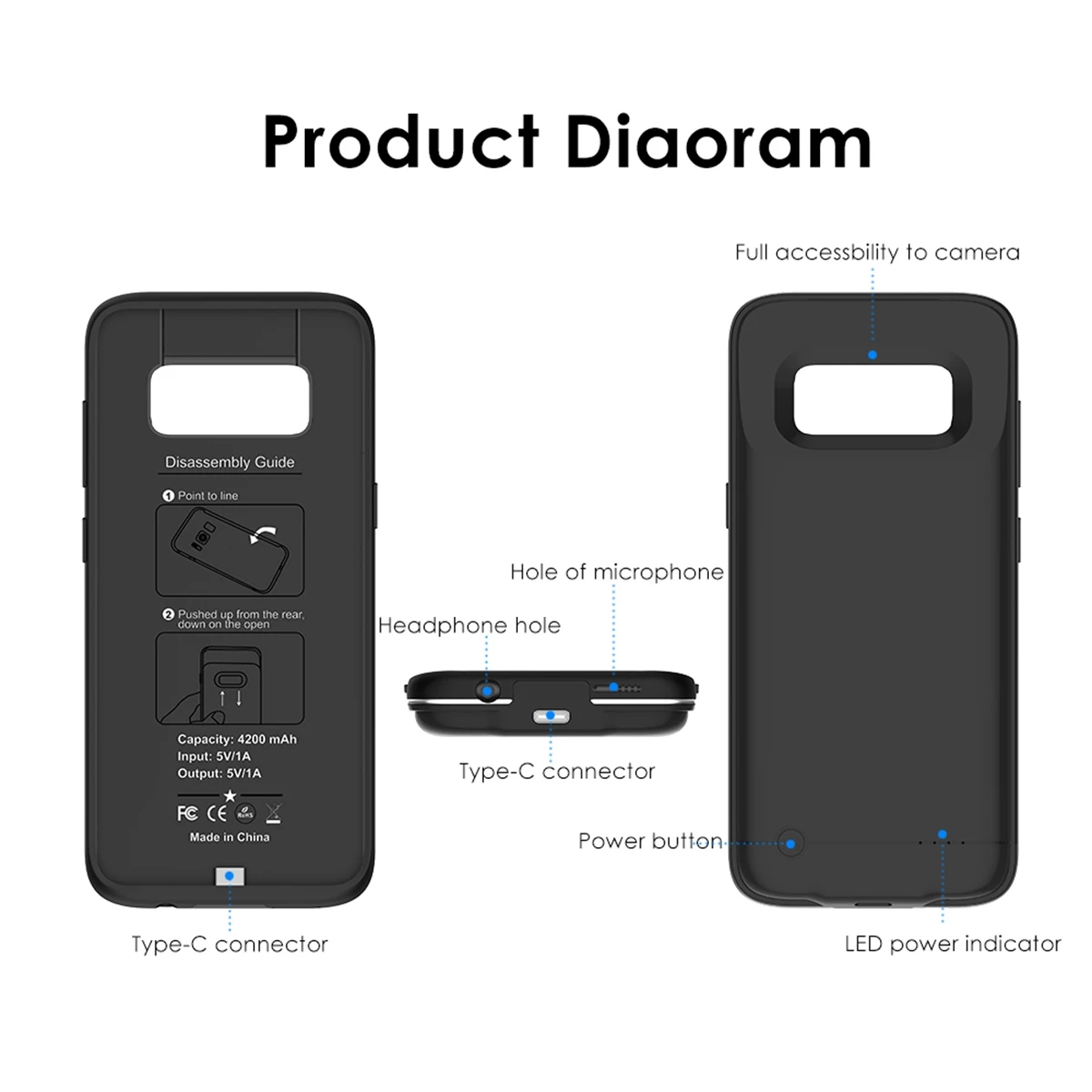 Батарея Зарядное устройство чехол для samsung Galaxy S8 4200 mAh Мощность банка зарядки банк