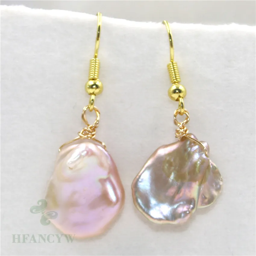 14-15mm Pink Baroque Pearl Earrings Gold Ear Drop Hook Classic Wedding Natural Jewelry Earbob Gift Cultured Accessories Luxury | Украшения