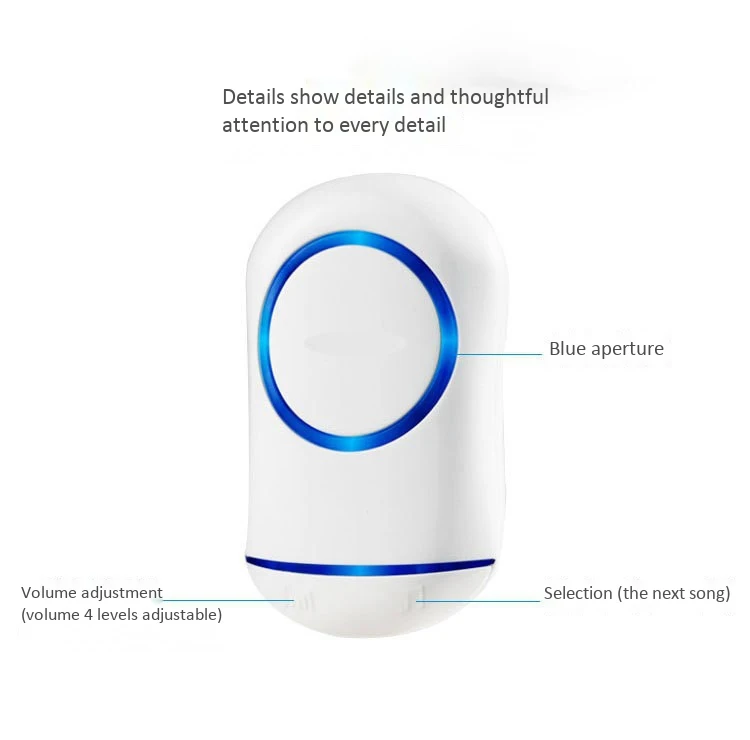 CNIM Hot Waterproof Wireless Doorbell Eu Plug Home Smart Cordless Door Bell Ring Chime 200M Range 1 Button Receiver Led Ligh |