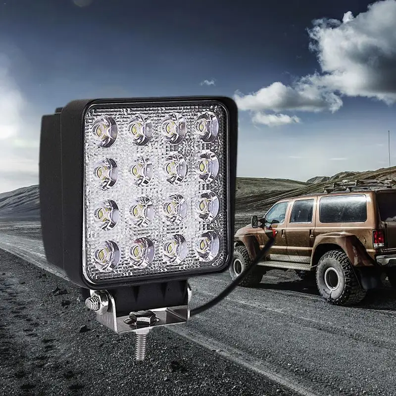

10-30V DC LED Car Work Light 16LED Square 48W Engineering Light Inspection Light Offroad Roof Light Driving Lamp