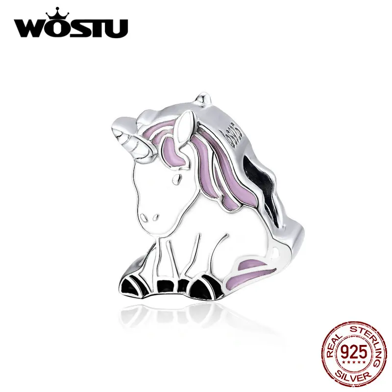 WOSTU 100% настоящий серебряные бусины 925 пробы браслет оригинальный розовый