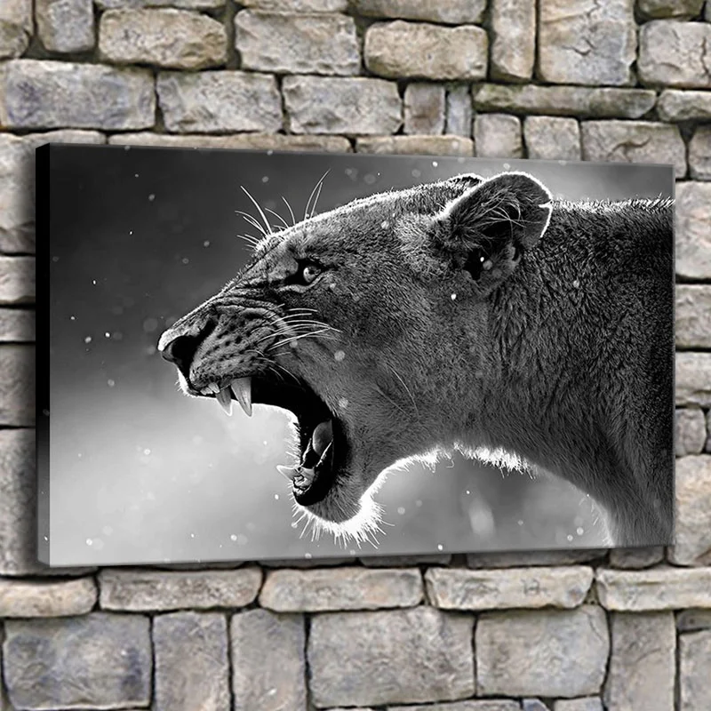 

Modern Home Decorative Wall Artwork Animal Painting 1 Piece Roaring Leopard Picture High Quality Canvas Print For Bedroom