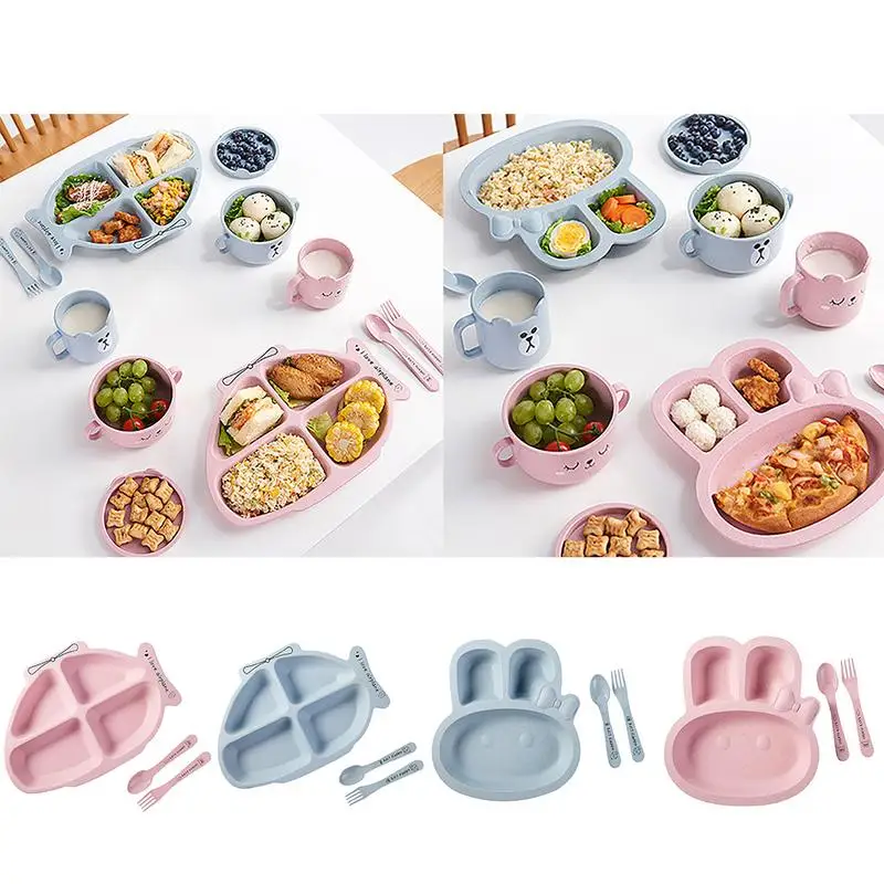 

3Pcs/Set Solid Cute Baby Food Storage Tableware Toddle Cartoon Dishes Kids Plate Bowl Eco-friendly Children Training Dinnerware