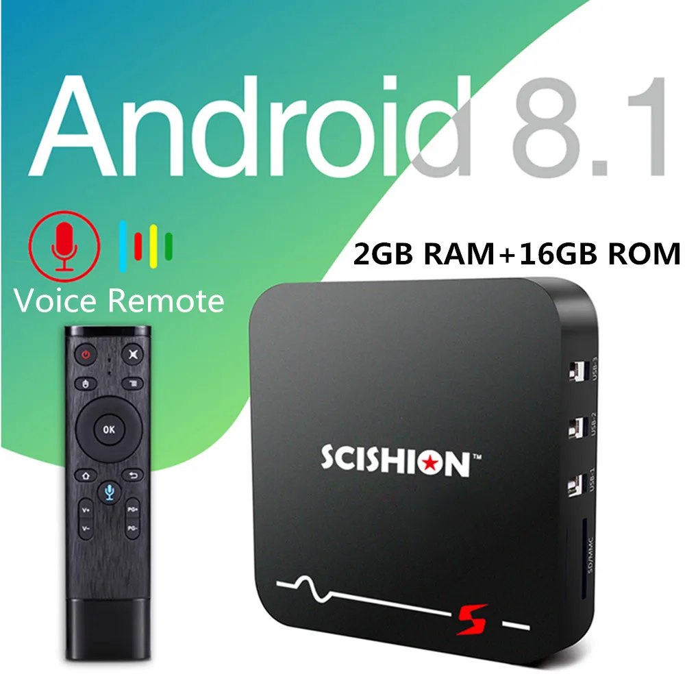 SCISHION модель S ТВ коробка Android 8 1 RK3229 2 Гб оперативной памяти 16 встроенной смарт