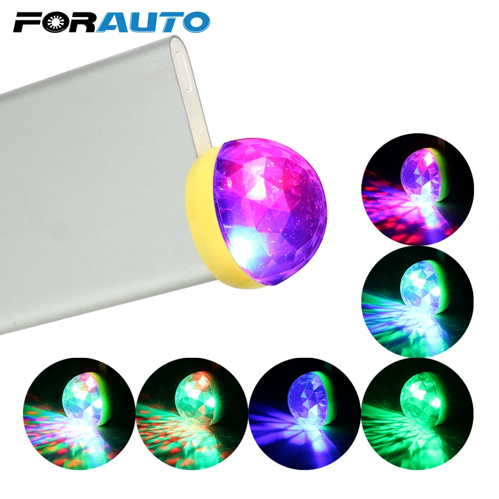 

FORAUTO светодиодный атмосферный свет для автомобиля DJ RGB лампа USB Клубная Дискотека Волшебная сценическая подсветка авто интерьерные огни дек...