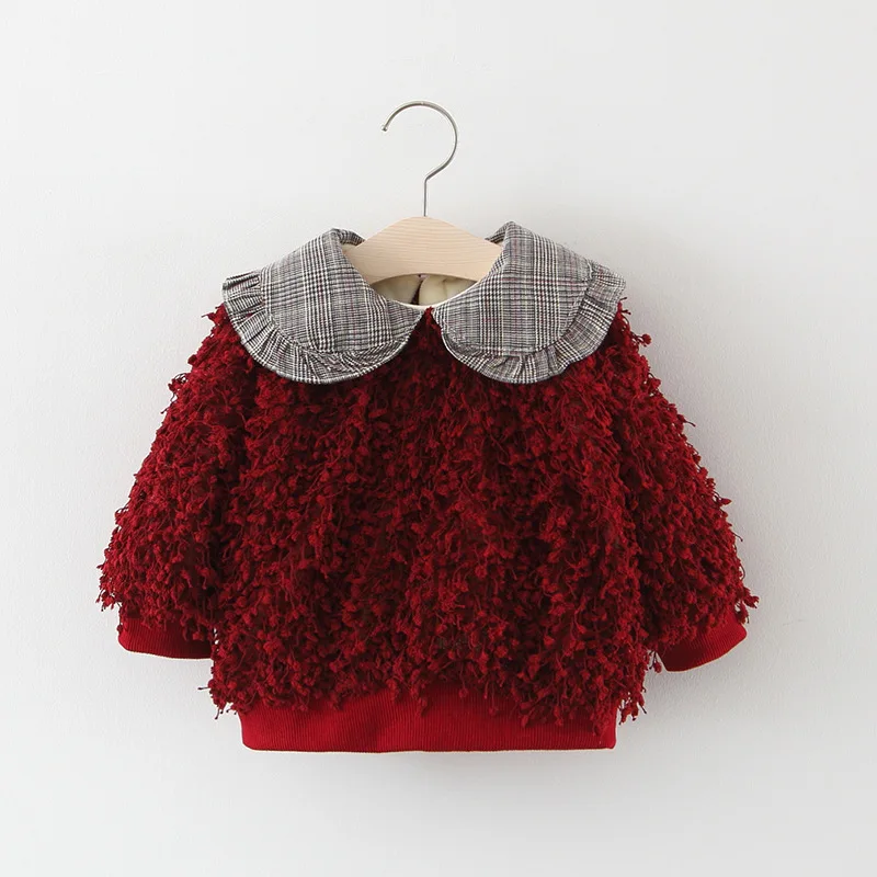 Зимний бархатный трикотаж для малышей теплый вязаный свитер принцессы девочек