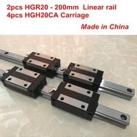 hgr20 linear guide 2pcs hgr20 200mm 4pcs hgh20ca linear block carriage cnc parts