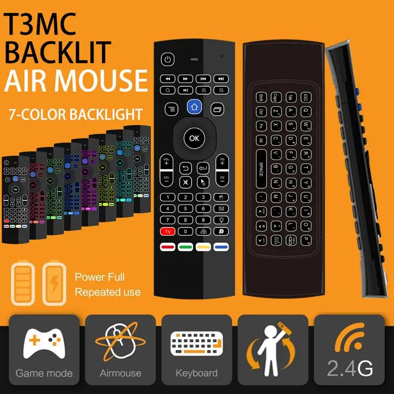 T3MC клавиатура с подсветкой Air Мышь T3 дистанционного Управление 2 4G RF Беспроводной микрофон|Пульты ДУ| |
