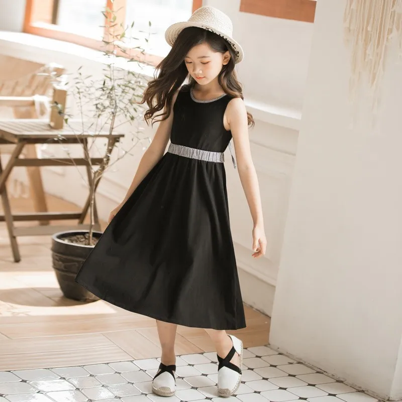 Mid длинное Хлопковое платье для девочек подростков одежда плед лоскутное детские