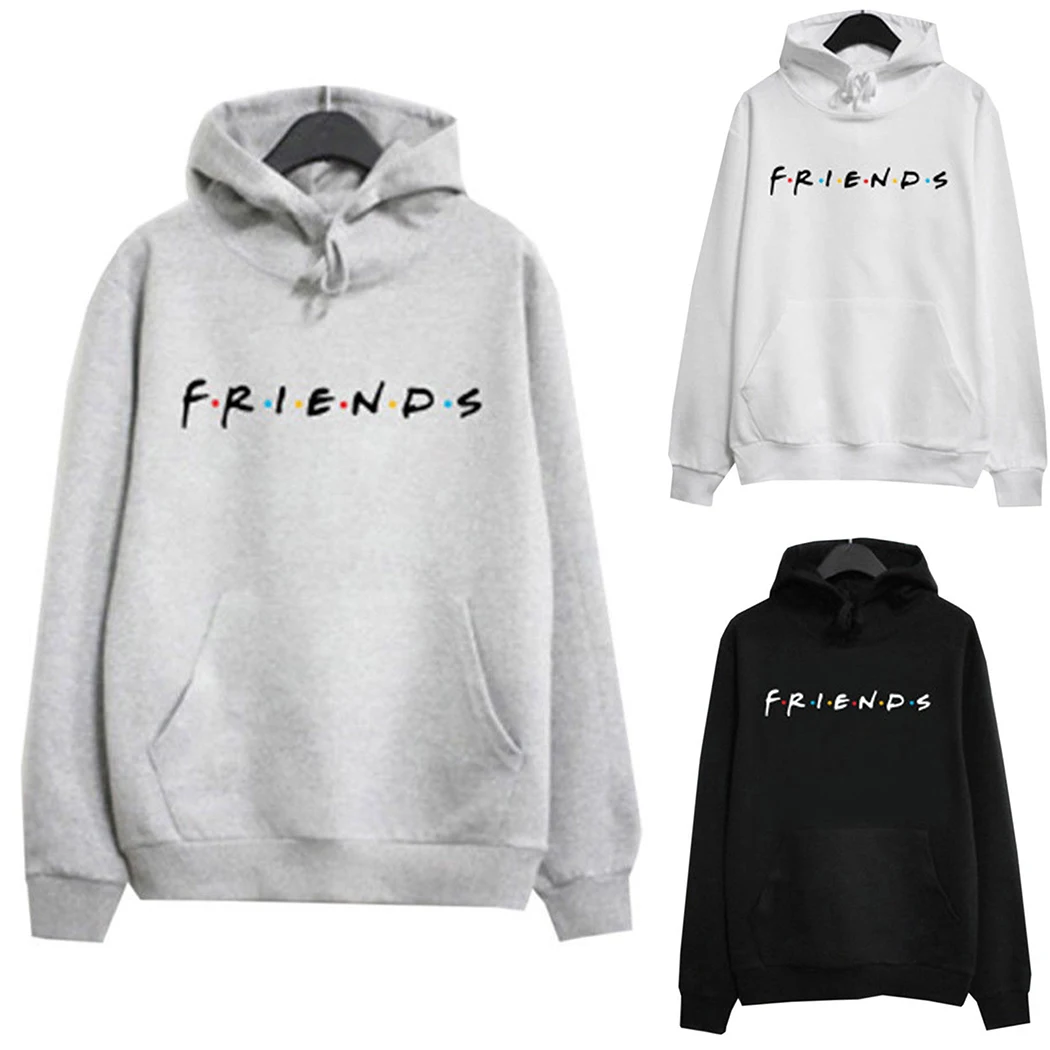 Повседневная Толстовка с капюшоном надписью друзья женские толстовки Harajuku