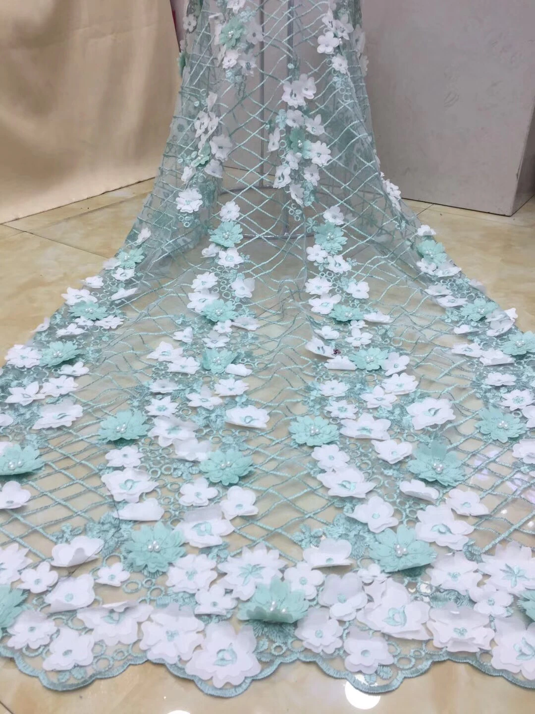 Французский 3D Цветы кружево ткань вышивка бисер S для африканских свадебное