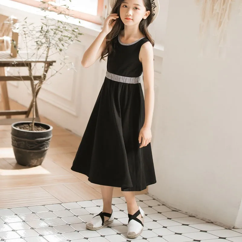 Mid длинное Хлопковое платье для девочек подростков одежда плед лоскутное детские