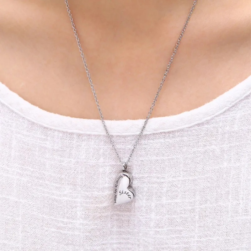 Ожерелье с наполнителем RIR Sister Forever In My сердечко Кремация Jewelry памятный сувенир