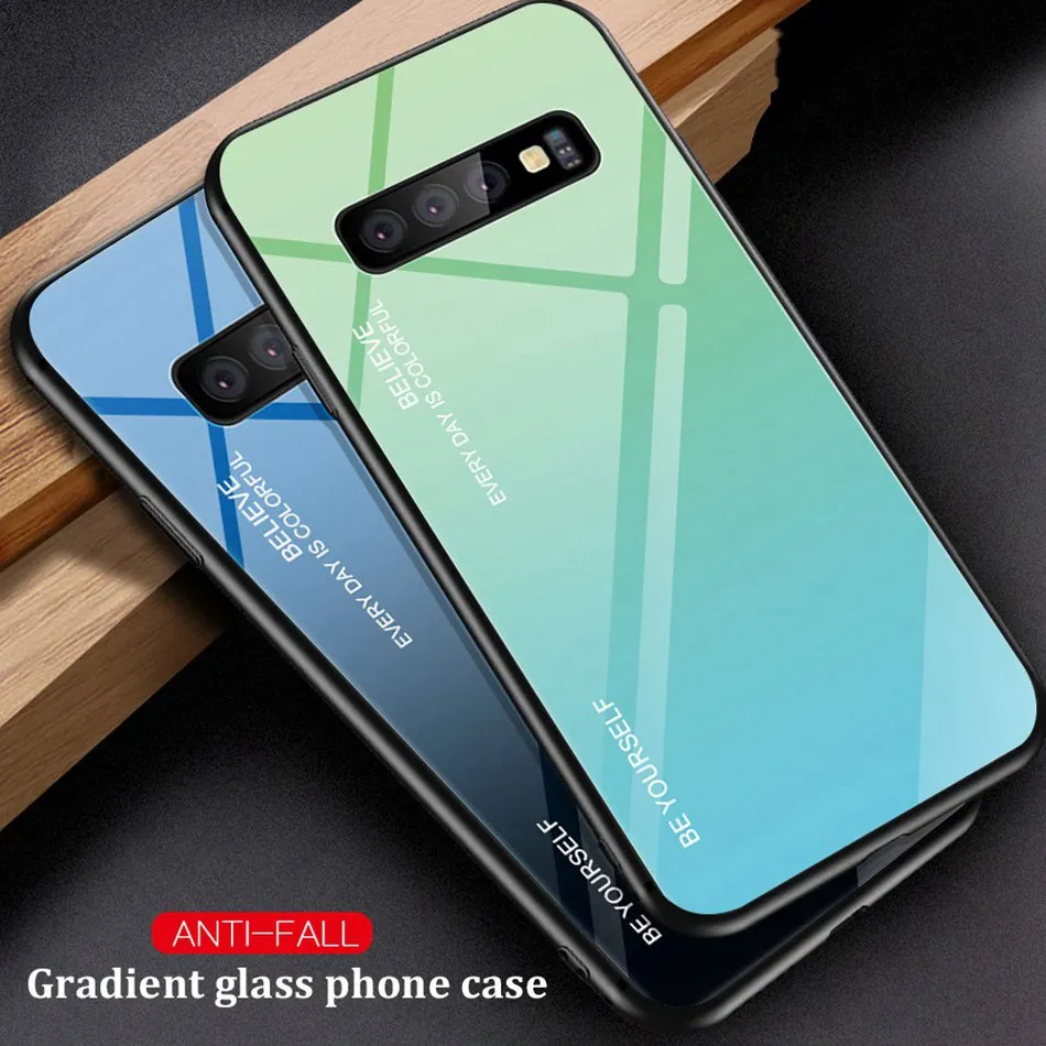 KISSCASE цветной стеклянный чехол для Samsung Galaxy A50 A30 A8S двойной градиентный телефона M20