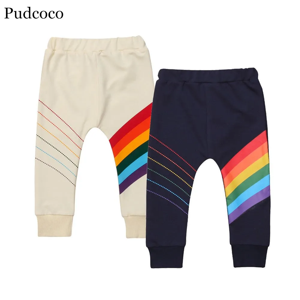 Pudcoco/2019 г. Новые брендовые штаны для новорожденных мальчиков и девочек радужные