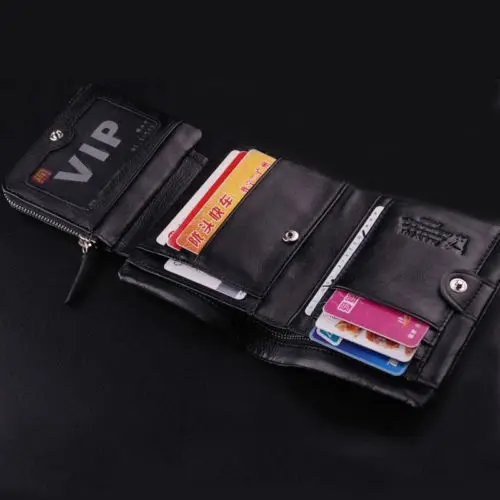 

2019 Fashion Mens Wallet High Quality Leather Boutique Trifold Zip Coin Purse Casual Card Holder